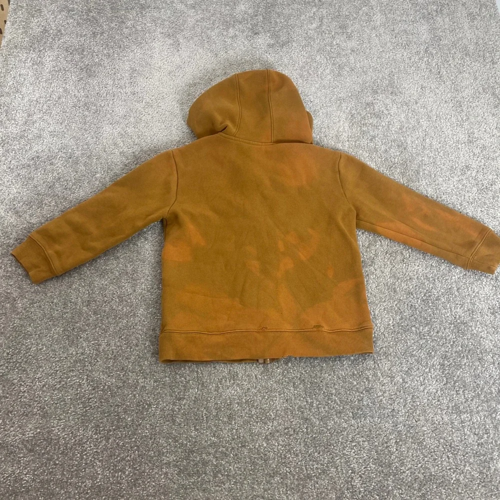 Carhartt Hoodie Boys Size 6 Sweatshirt Fleece Zip Up Distressed Logo Brown